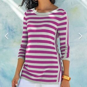 Soft Surroundings Sierra Striped Cashmere Blend Sweater Size XS Lagenlook